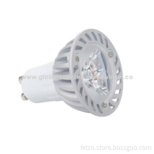 LED spotlight bulbs, 3W, 220 to 240V AC/50Hz, 2700 to 3200K, 80%Ra, 25° angle, GU10 socket